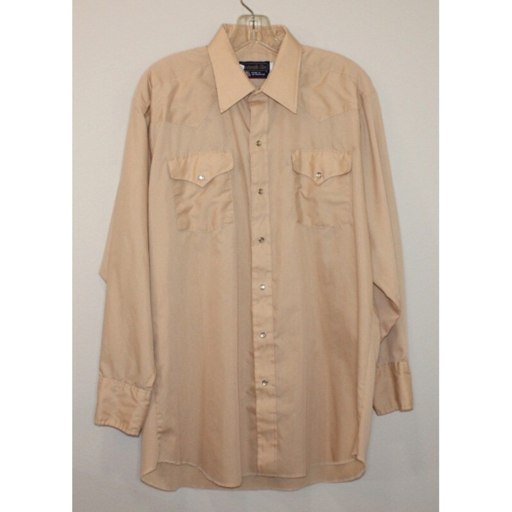 Panhandle Slim tan western style men's shirt 16 1/2 - 33 pearl snaps DF3644 USA